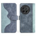 For OnePlus 12 Stitching Horizontal Flip Leather Phone Case(Blue)