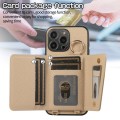 For iPhone 15 Pro Max Crossbody Ring Wallet Leather Back Cover Phone Case(Brown)