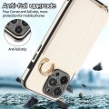 For iPhone 15 Pro Max Crossbody Ring Wallet Leather Back Cover Phone Case(White)