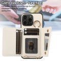 For iPhone 15 Pro Max Crossbody Ring Wallet Leather Back Cover Phone Case(White)