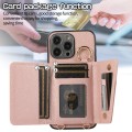 For iPhone 15 Pro Max Crossbody Ring Wallet Leather Back Cover Phone Case(Pink)