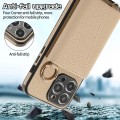 For iPhone 15 Pro Crossbody Ring Wallet Leather Back Cover Phone Case(Brown)