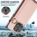 For iPhone 15 Pro Crossbody Ring Wallet Leather Back Cover Phone Case(Pink)