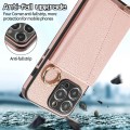 For iPhone 15 Crossbody Ring Wallet Leather Back Cover Phone Case(Pink)