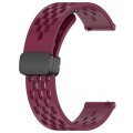 For Garmin VivoMove Luxe 20mm Folding Magnetic Clasp Silicone Watch Band(Wine Red)