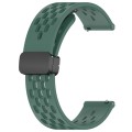 For Samsung Galaxy Watch 4 40mm 20mm Folding Magnetic Clasp Silicone Watch Band(Dark Green)