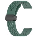 For Huawei Watch Buds 22mm Folding Magnetic Clasp Silicone Watch Band(Dark Green)