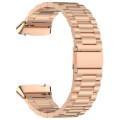 For Redmi Watch 3 Lite Three Bead Stainless Steel Metal Watch Band(Rose Gold)