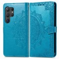 For Samsung Galaxy S24 Ultra 5G Mandala Flower Embossed Leather Phone Case(Blue)