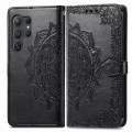 For Samsung Galaxy S24 Ultra 5G Mandala Flower Embossed Leather Phone Case(Black)
