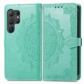 For Samsung Galaxy S24 Ultra 5G Mandala Flower Embossed Leather Phone Case(Green)