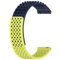 For GarminMove Trend 20mm Holes Breathable 3D Dots Silicone Watch Band(Midnight Blue+Lime Green)