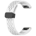 For Garmin Fenix 7S Pro 42mm 20mm Folding Buckle Hole Silicone Watch Band(White)