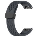 For Garmin Fenix 7S Pro 42mm 20mm Folding Buckle Hole Silicone Watch Band(Dark Gray)