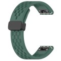 For Garmin  Instinct 2 Solar 22mm Folding Buckle Hole Silicone Watch Band(Dark Green)