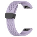 For Garmin Instinct Crossover 22mm Folding Buckle Hole Silicone Watch Band(Purple)