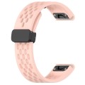 For Garmin Fenix 7 Solar 22mm Folding Buckle Hole Silicone Watch Band(Pink)