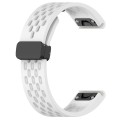 For Garmin Fenix 6 GPS 22mm Folding Buckle Hole Silicone Watch Band(White)