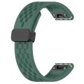 For Garmin Quatix 5 Sapphire 22mm Folding Buckle Hole Silicone Watch Band(Dark Green)