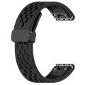 For Garmin Fenix 7X Pro 51mm 26mm Folding Buckle Hole Silicone Watch Band(Black)