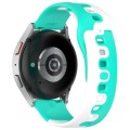 For Samsung Galaxy Watch Active 20mm Double Color Silicone Watch Band(Cyan+White)