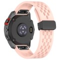 For Garmin Fenix 7X Pro Quick Release Holes Magnetic Buckle Silicone Watch Band(Pink)