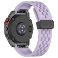 For Garmin Fenix 7X Pro Quick Release Holes Magnetic Buckle Silicone Watch Band(Purple)