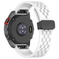 For Garmin Fenix 6X GPS / 6X Pro Quick Release Holes Magnetic Buckle Silicone Watch Band(White)