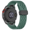 For Garmin Fenix 6X GPS / 6X Pro Quick Release Holes Magnetic Buckle Silicone Watch Band(Dark Green)