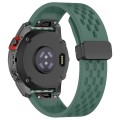 For Garmin Fenix 6X Sapphire GPS Quick Release Holes Magnetic Buckle Silicone Watch Band(Dark Green)