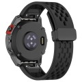 For Garmin D2 Bravo / Quaitx 3 Quick Release Holes Magnetic Buckle Silicone Watch Band(Black)