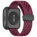 For Amazfit Bip 5 Folding Magnetic Clasp Silicone Watch Band(Wine)