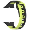 For Apple Watch 9 41mm Double Color Silicone Watch Band(Black+Green)