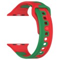 For Apple Watch 9 41mm Double Color Silicone Watch Band(Red+Green)