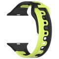 For Apple Watch 9 45mm Double Color Silicone Watch Band(Black+Green)