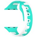 For Apple Watch SE 2023 40mm Double Color Silicone Watch Band(Cyan+White)