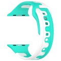 For Apple Watch 8 41mm Double Color Silicone Watch Band(Cyan+White)