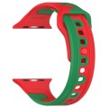 For Apple Watch SE 2022 44mm Double Color Silicone Watch Band(Red+Green)