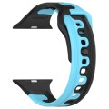 For Apple Watch 4 44mm Double Color Silicone Watch Band(Black+Blue)