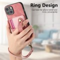 For iPhone 14 Retro Cross Wristband Wallet Leather Back Phone Case(Pink)