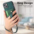 For iPhone 14 Retro Cross Wristband Wallet Leather Back Phone Case(Green)