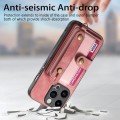 For iPhone 14 Pro Retro Cross Wristband Wallet Leather Back Phone Case(Pink)