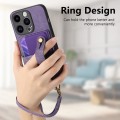 For iPhone 14 Pro Retro Cross Wristband Wallet Leather Back Phone Case(Purple)