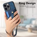 For iPhone 14 Pro Retro Cross Wristband Wallet Leather Back Phone Case(Blue)