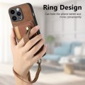 For iPhone 14 Pro Retro Cross Wristband Wallet Leather Back Phone Case(Brown)