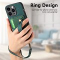 For iPhone 14 Plus Retro Cross Wristband Wallet Leather Back Phone Case(Green)
