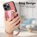 For iPhone 15 Pro Max Retro Cross Wristband Wallet Leather Back Phone Case(Pink)