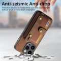 For iPhone 15 Pro Max Retro Cross Wristband Wallet Leather Back Phone Case(Brown)