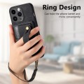 For iPhone 15 Pro Retro Cross Wristband Wallet Leather Back Phone Case(Black)