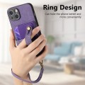 For iPhone 15 Retro Cross Wristband Wallet Leather Back Phone Case(Purple)
